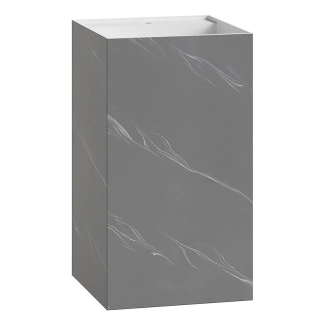 Раковина Boheme Cube 802-GR Corian 48х48х85 Grey base+white veins, напольная Sancos — Оригинал