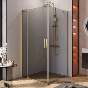 Душевой уголок Cezares Slider AH 1 100-100/110 GRIGIO BORO профиль брашированное золото, стекло серо