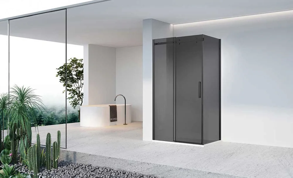 Душевой уголок Vincea Como-N VSR-4CN1014CGB 140х100, профиль матовый черный, стекло тонированное сер Sancos — официальный сайт