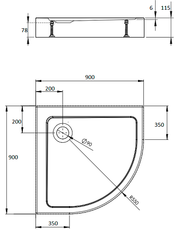 Поддон для душа Radaway Doros A Compact 90x90 с сифоном