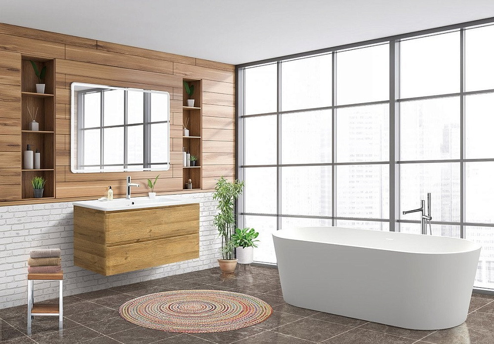 Тумба под раковину без столешницы BelBagno Albano-Cer 105 подвесная, rovere rustico