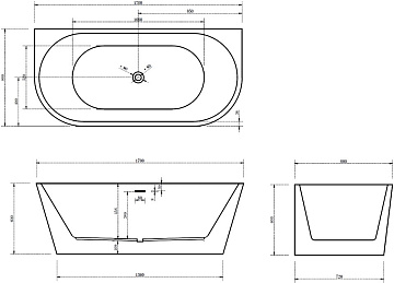 Акриловая ванна Abber 170x80 см, AB9216-1.7MB