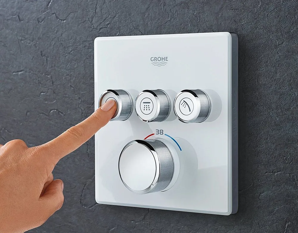 Термостатический смеситель встраиваемый Grohe Grohtherm SmartControl 29157LS0 для душа, moon white Sancos — официальный сайт