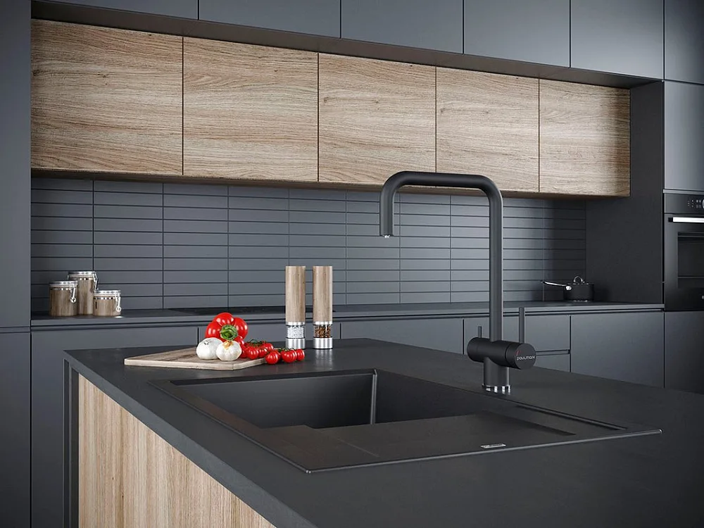 Смеситель для кухни Paulmark Wetter We213030-401 антрацит Sancos — официальный сайт