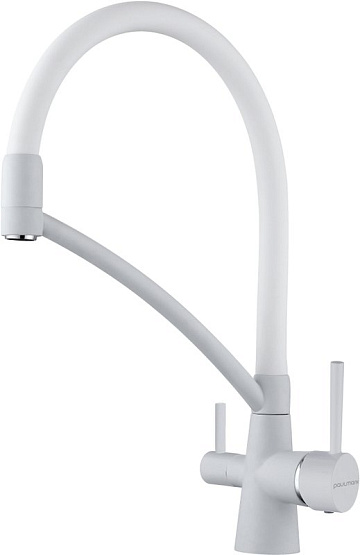 Смеситель для кухни Paulmark Siegen Si213111-WH, белый матовый с гибким изливом