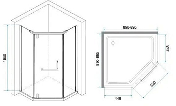 Душевой уголок RGW Hotel HO-081 90x90x195 см, профиль черный, стекло матовое