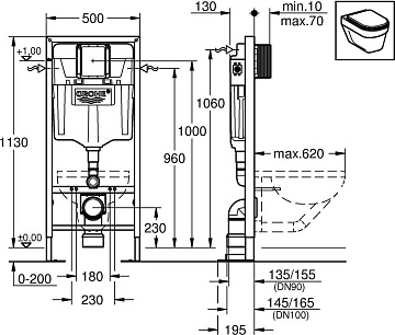 Система инсталляции для унитазов Grohe Rapid SL 38584001, усиленная