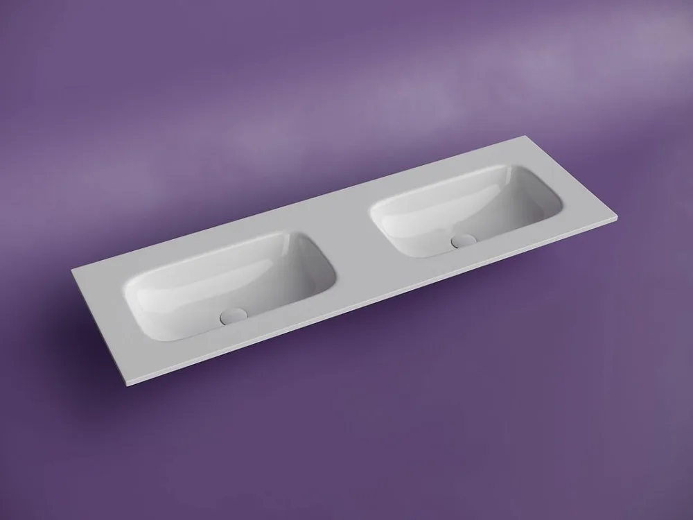 Мебельная раковина Ceramicanova Grace прямоугольная 141см с двумя чашами без отверстий под смеситель Sancos — официальный сайт