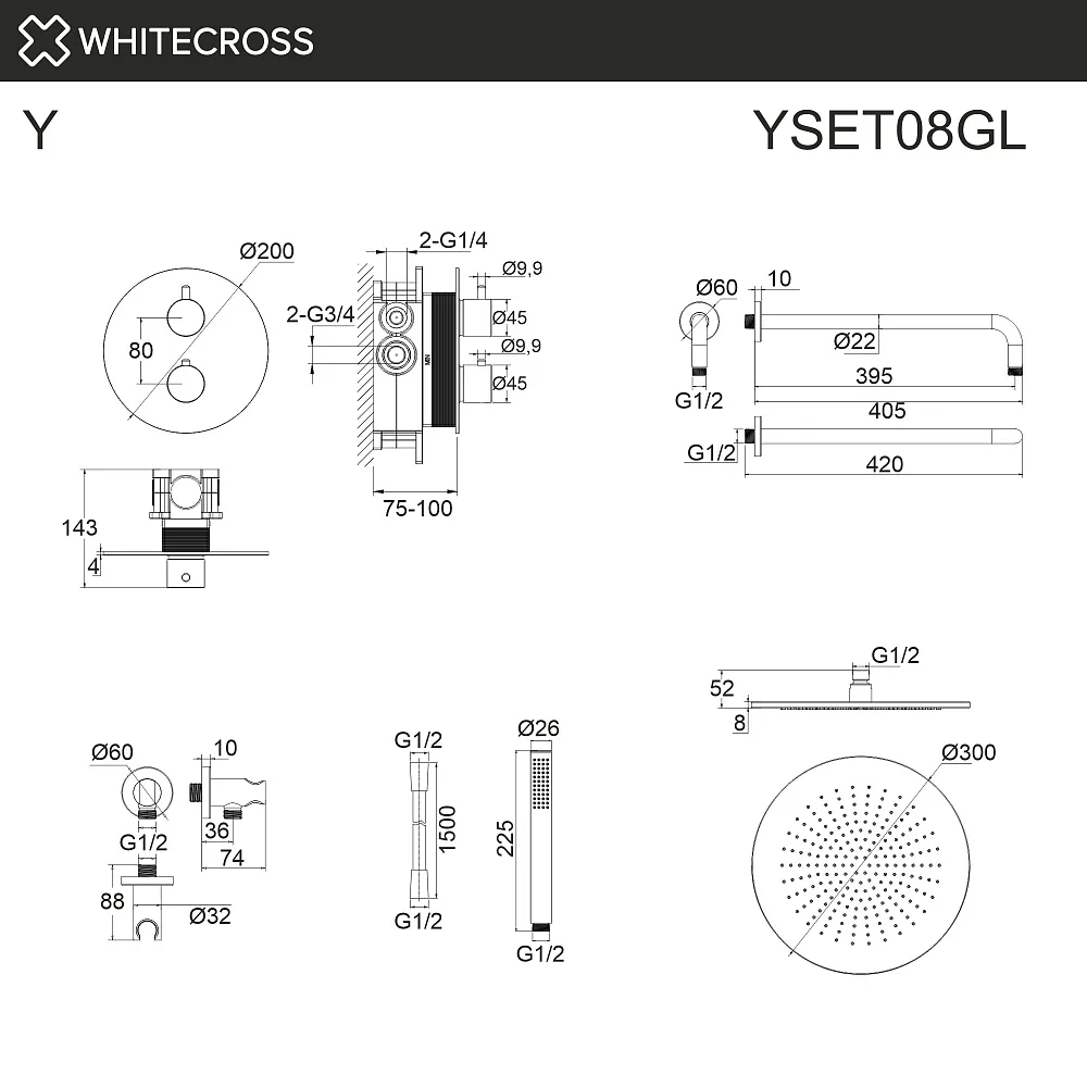 Душевой комплект WHITECROSS Y YSET08GL, С ВНУТРЕННЕЙ ЧАСТЬЮ, золото Sancos — официальный сайт