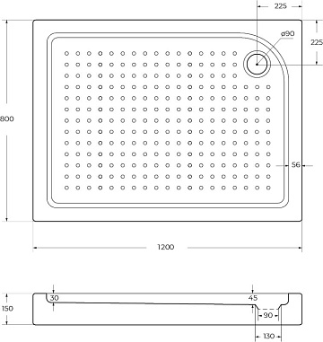 Поддон для душа BelBagno Tray 120х80 R с сифоном