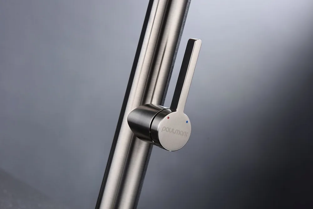 Смеситель для кухни Paulmark Leader Le214101-NI с гибким изливом, никель Sancos — официальный сайт