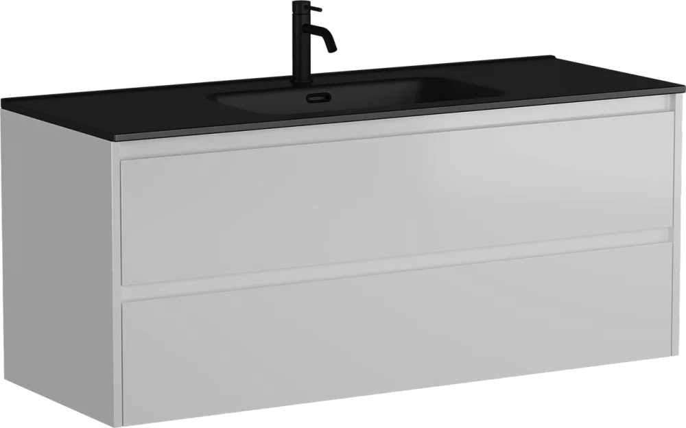 Тумба с раковиной Sancos Libra 120 см белый глянец, черная раковина Sancos — официальный сайт