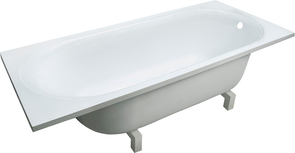 Ванна из искусственного камня Marmo Bagno Патриция 180x80 см, пристенная, белая, на ножках