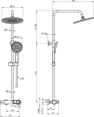Душевая стойка Wonzon & Woghand MUSE Corno WW-B2091-A-MW, матовая белая