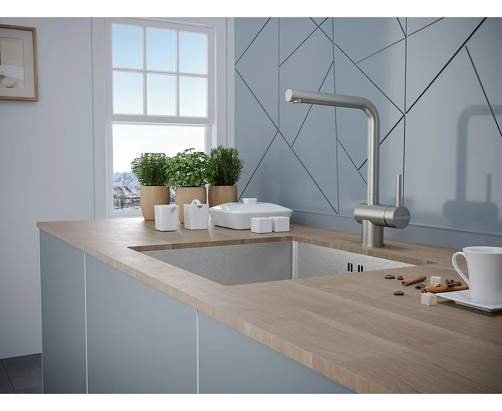 Смеситель для кухни Paulmark Spring Sp212067-BS, брашированная сталь Sancos — официальный сайт