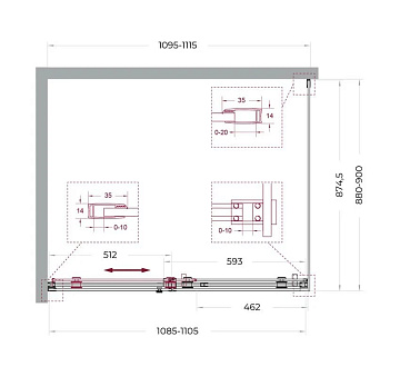 Душевой уголок BelBagno Soft Close-2 AH-1-110/90-C-Cr профиль хром