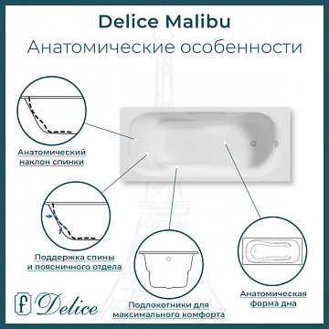 Чугунная ванна Delice Malibu 150х75 см