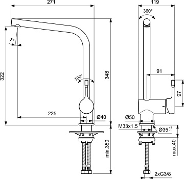 Смеситель для кухни Ideal Standard Ceraline BC174XG черный