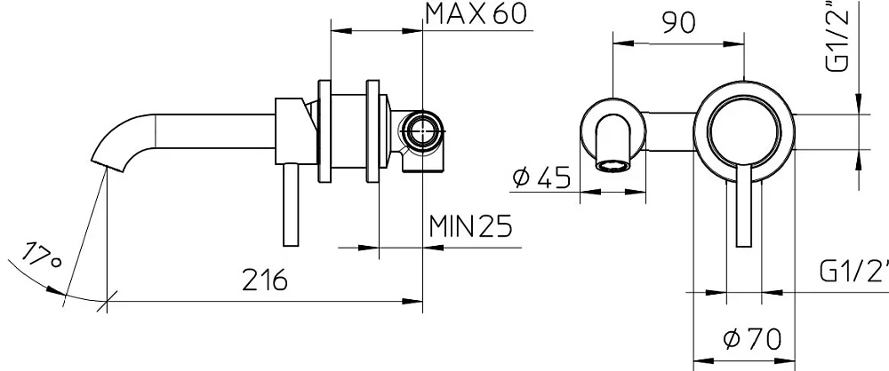 Смеситель для раковины Bossini OKI Z005302.030 С ВНУТРЕННЕЙ ЧАСТЬЮ Sancos — официальный сайт