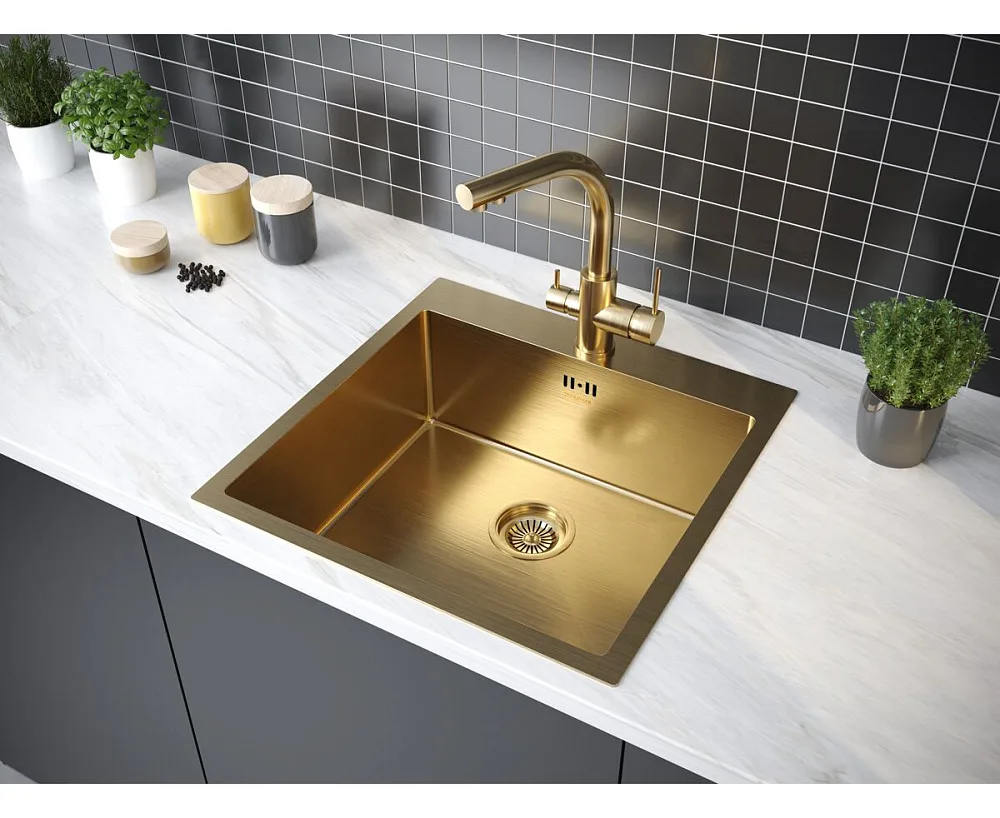 Мойка кухонная Paulmark Kroner PM215151-BG, брашированное золото Sancos — официальный сайт