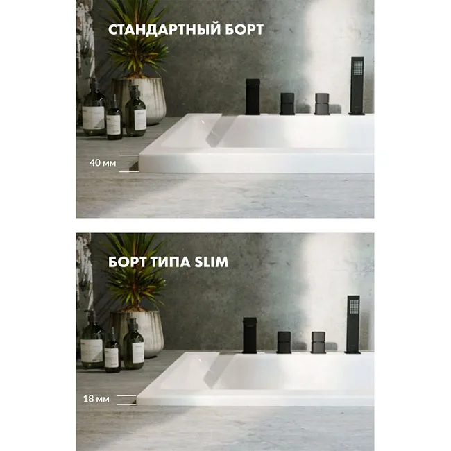 Акриловая ванна WHITECROSS Layla Slim 170x75 см, пристенная, белая Sancos — Оригинал