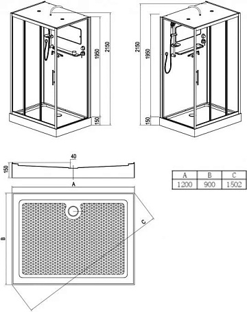 Душевая кабина Esbano Elegancia ESKG3129CKR