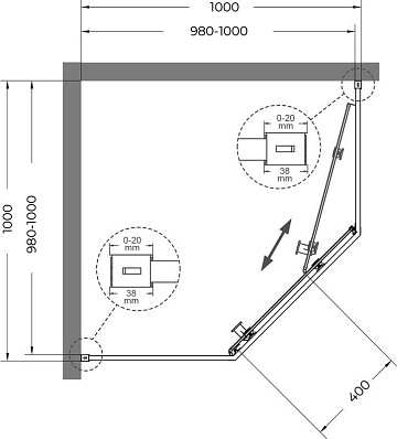 Душевой уголок Cezares Relax RELAX-304-P-1-100-C-CR 100x100, профиль брашированное золото