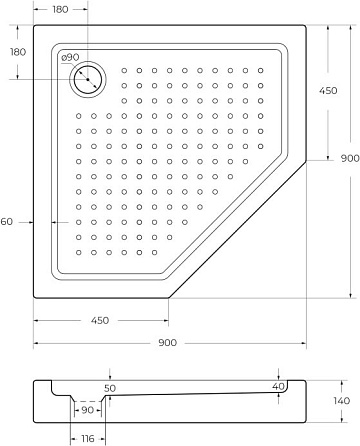 Поддон для душа Cezares Tray TRAY-A-P-90-15-W0 90x90