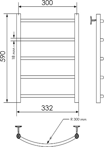 Полотенцесушитель водяной Indigo Arc LAW60-30 серебристый
