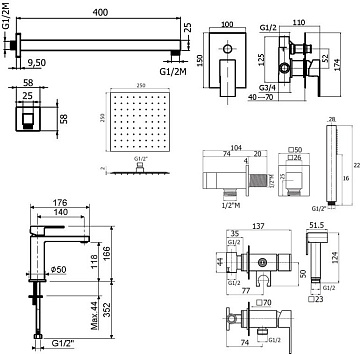 Комплект для ванной Plumberia Selection Tag KITZTG15CR53 С ВНУТРЕННЕЙ ЧАСТЬЮ, хром