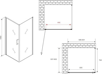 Душевой уголок Abber Sonnenstrand AG04060M-S85M 85x60, профиль хром, стекло матовое
