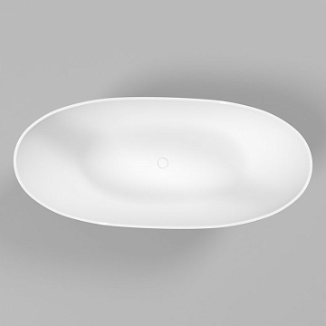 Ванна из искусственного камня WHITECROSS Ruby 170x75 см, отдельностоящая, матовая белая, овальная, с
