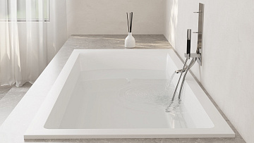 Ванна из искусственного камня Salini Cascata S-Sense 170x70 см, встраиваемая, белая, на ножках
