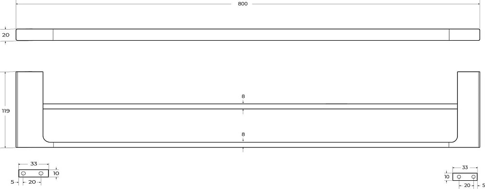 Полотенцедержатель Cezares Slider THD-80-NOP черный матовый