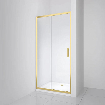 Душевая дверь в нишу BelBagno Luce BF-1-100-C-ORO профиль золото, стекло прозрачное