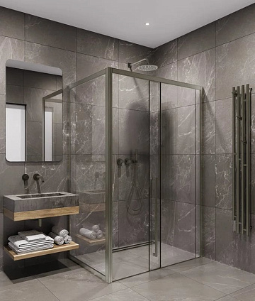 Душевой уголок Timo TDSS-150/13C-8L + TSS-1000/13C-8 150x100 см, профиль никель, стекло прозрачное