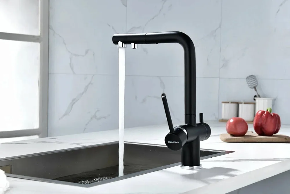 Смеситель для кухни Paulmark Serpentine Se213222-AN, антрацит Sancos — официальный сайт