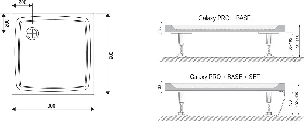 Поддон для душа Ravak Galaxy Pro Flat Perseus Pro-90 Sancos — официальный сайт