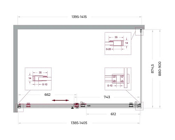 Душевой уголок BelBagno Soft Close-2 AH-1-140/90-C-GM профиль оружейная сталь