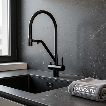 Смеситель для кухни Sancos Dora SC4003MB с гибким изливом, матовый черный