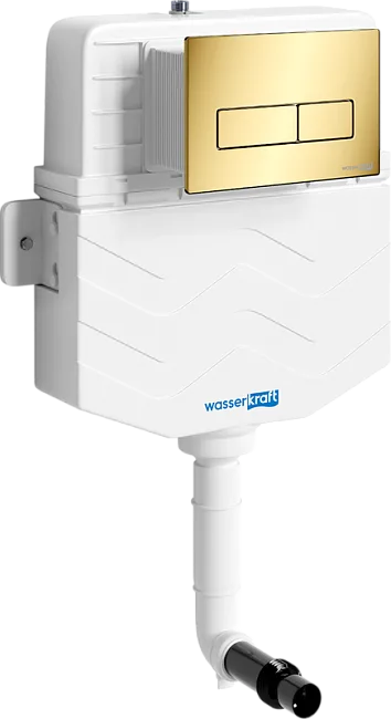 Смывной бачок скрытого монтажа Wasserkraft Aller 10TLT.031.ME.PG03, с кнопкой смыва золото Sancos — Оригинал