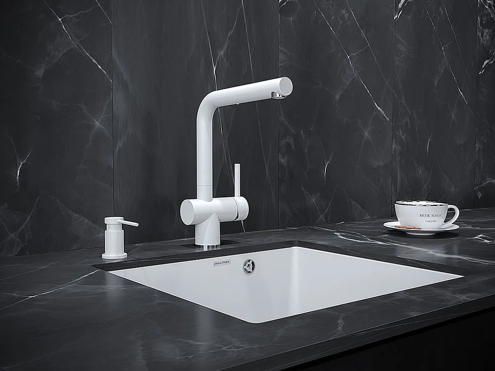 Дозатор для кухонной мойки Paulmark Brevit D005-WH белый матовый Sancos — официальный сайт