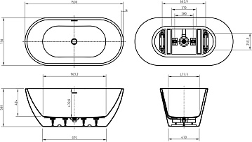 Акриловая ванна BelBagno Uno 150x75 см, BB701-1500-730-K