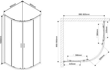 Душевой уголок Vincea Scala VSQ-2SC900CL 90x90, профиль хром, стекло прозрачное