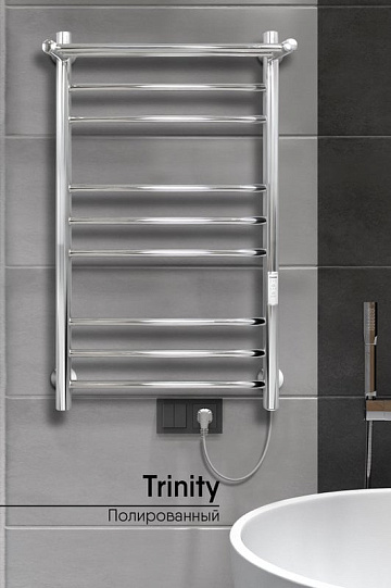 Полотенцесушитель электрический Indigo Line Trinity LСLTE80-40PRt с полкой, серебристый