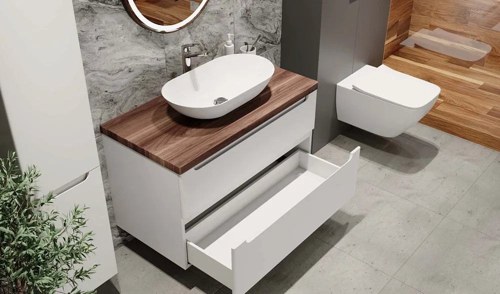 Тумба под раковину без столешницы Jorno Wood 100, белая Sancos — официальный сайт