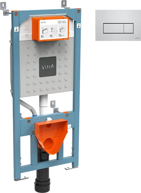 Система инсталляции для унитазов VitrA V12 762-5800-01, с кнопкой смыва Root Square 740-2380 хром Sancos — Оригинал