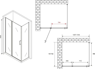 Душевой уголок Abber Sonnenstrand AG04130S-S75 130x75, профиль хром, стекло прозрачное