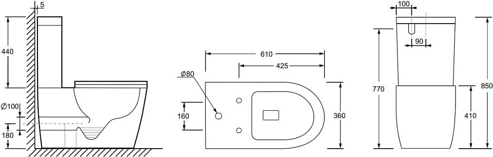 Бачок для унитаза Ceramicanova Highlight Rimless CN1802-T