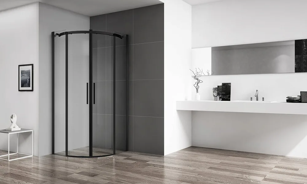 Душевой уголок BelBagno Acqua R-2-100-C-NERO профиль черный матовый Sancos — официальный сайт